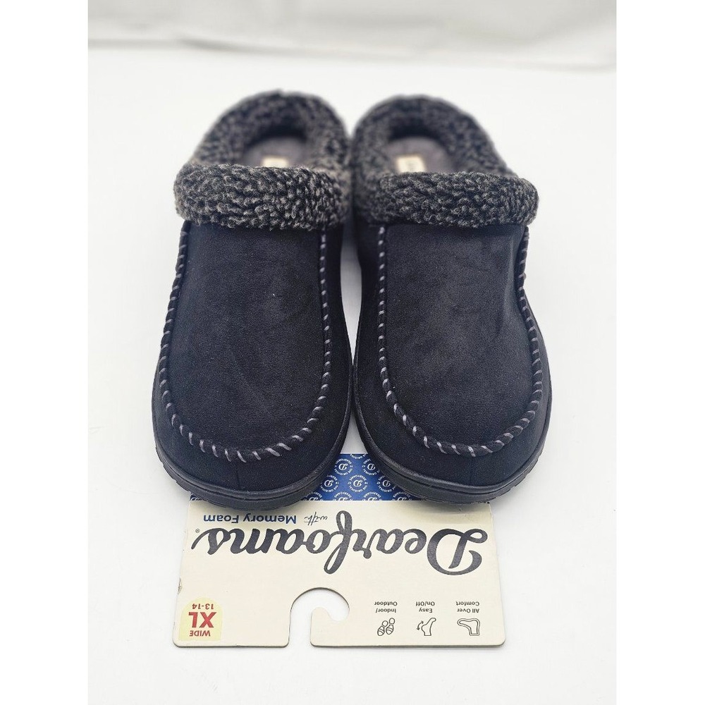 Dearfoams Slippers Mens XL 13-14 Black NWT Memory Foam Indoor Outdoor Clog